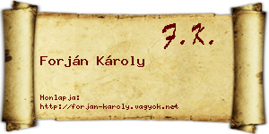 Forján Károly névjegykártya