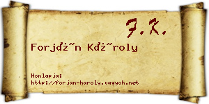 Forján Károly névjegykártya