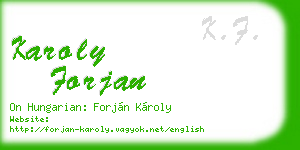 karoly forjan business card